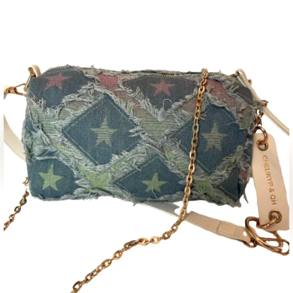 Adorable New Chic Blue and Green Shoulder Bag - Picture 4 of 5